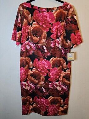 Maya Brooke Short Sleeve Floral Dress Size 14